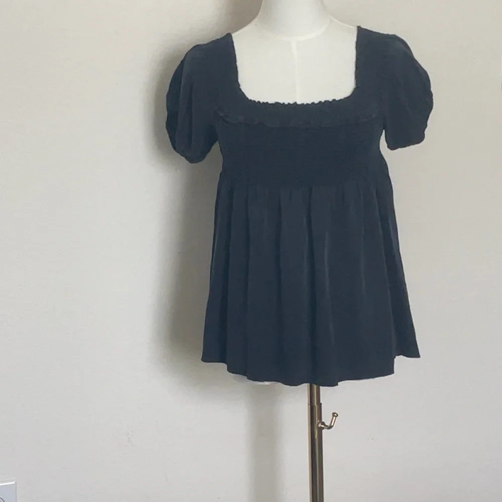 CHANEL Black Smocked Top